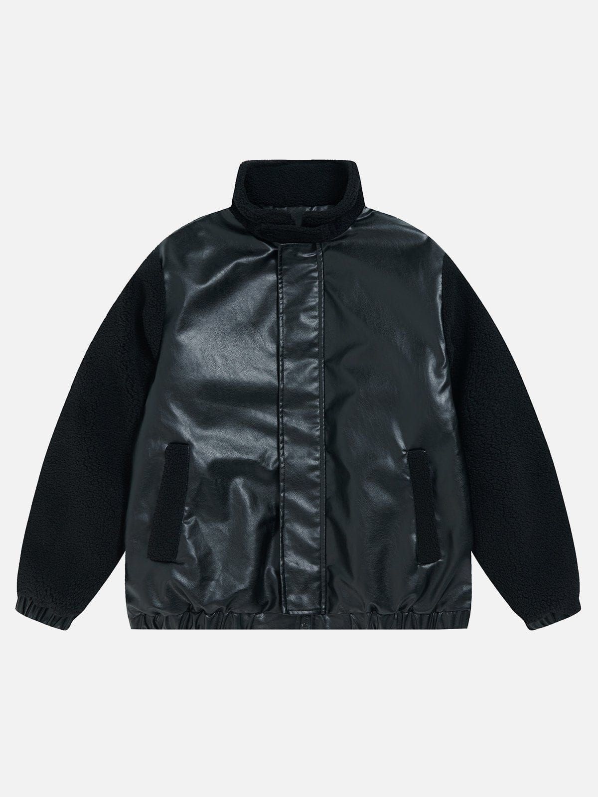 Aelfric Eden Solid Patchwork Leather Winter Coat sold by Aelfric Eden product image thumbnail 3