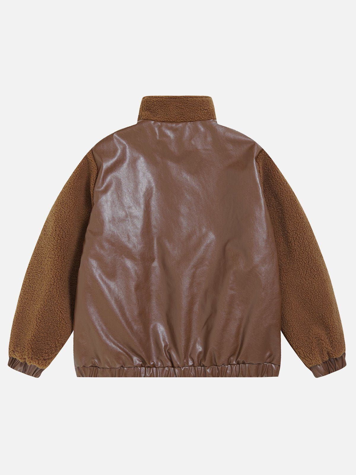 Aelfric Eden Solid Patchwork Leather Winter Coat sold by Aelfric Eden product image thumbnail 5