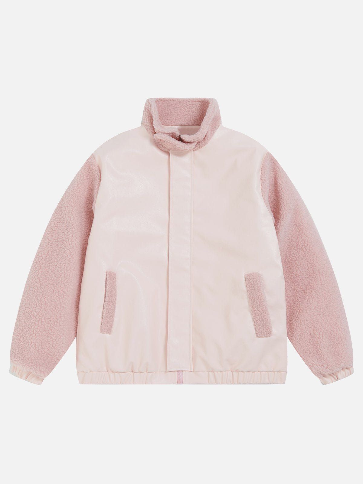 Aelfric Eden Solid Patchwork Leather Winter Coat sold by Aelfric Eden product image thumbnail 2