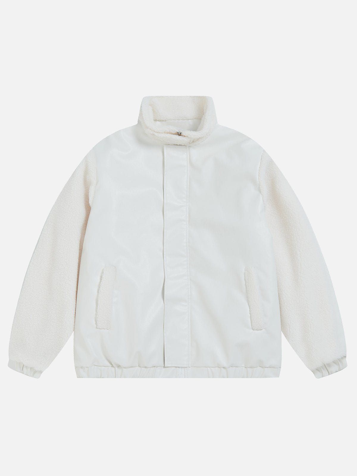 Aelfric Eden Solid Patchwork Leather Winter Coat sold by Aelfric Eden product image thumbnail 4