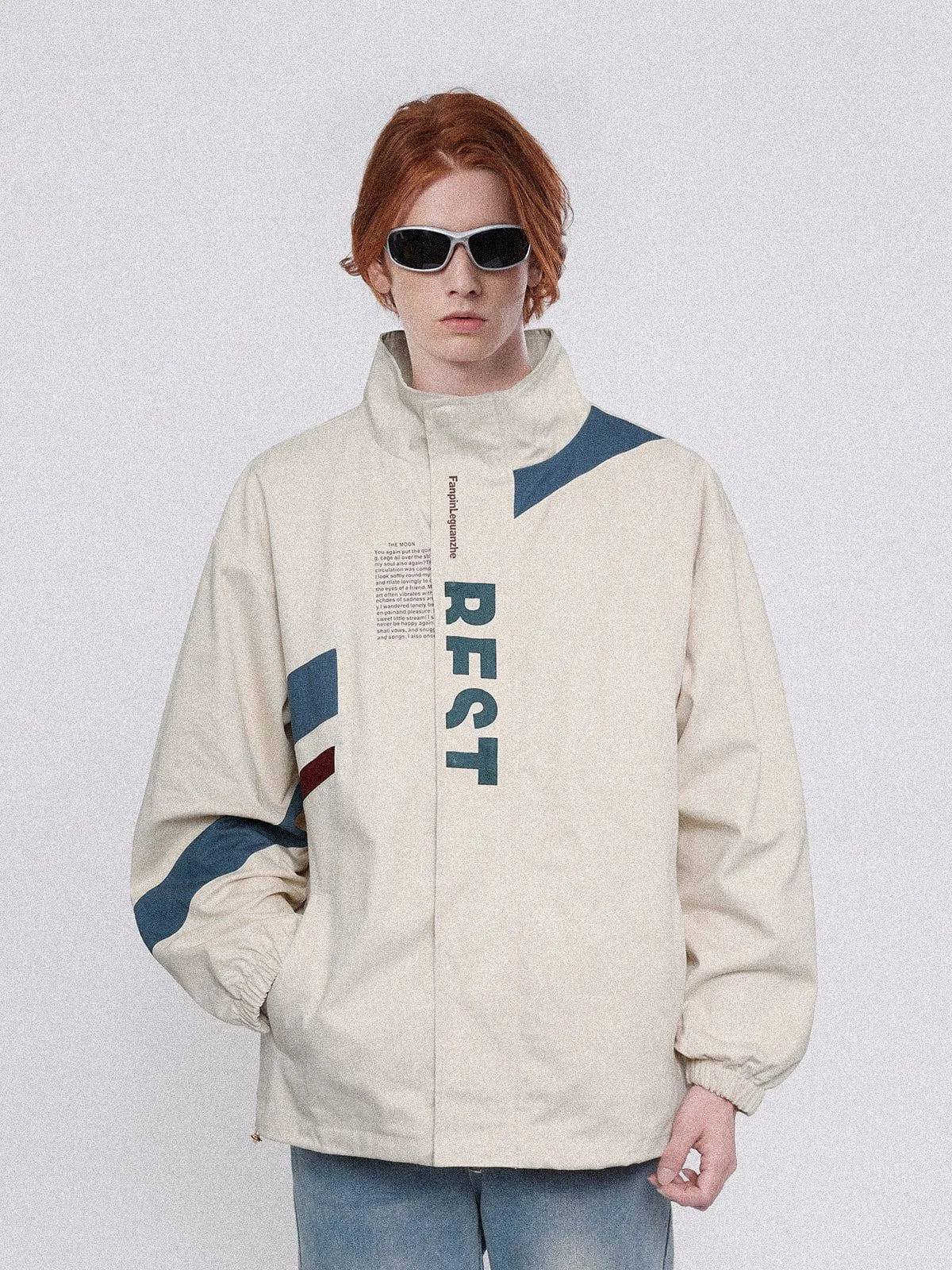 Aelfric Eden Vintage Letter Print Patchwork Jacket sold by Aelfric Eden product image thumbnail 3