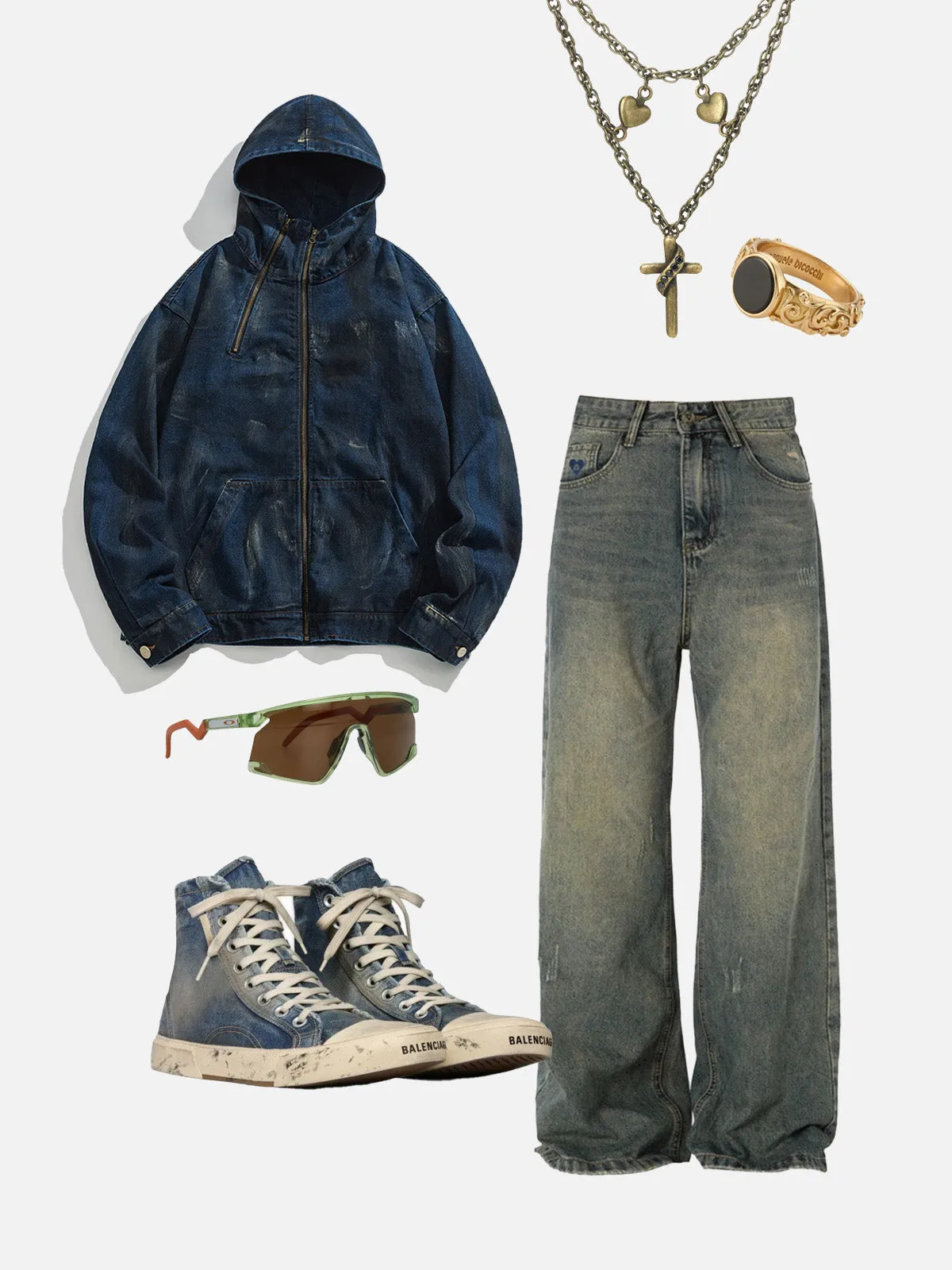 Aelfric Eden Splash-Ink Hooded Denim Jacket sold by Aelfric Eden product image thumbnail 2