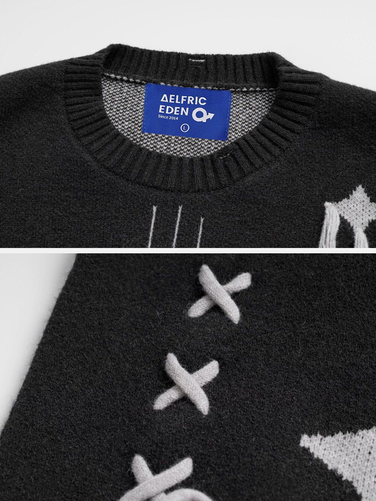 Aelfric Eden Star Jacquard Distressed Sweater sold by Aelfric Eden product image thumbnail 4