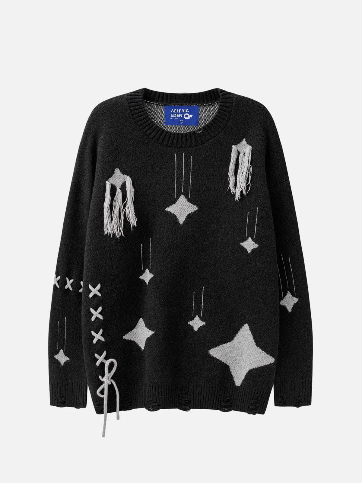 Aelfric Eden Star Jacquard Distressed Sweater sold by Aelfric Eden