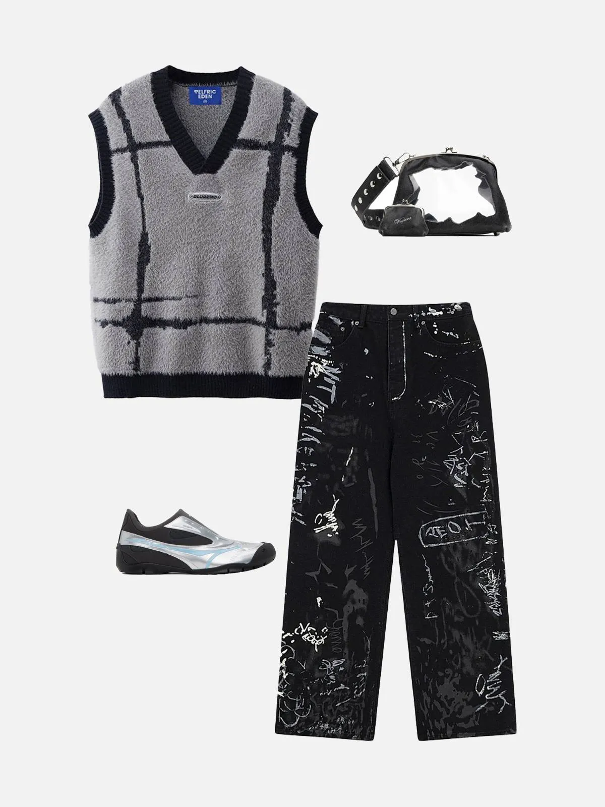 Aelfric Eden Color Blocking Mosaic Striped Sweater Vest sold by Aelfric Eden product image thumbnail 2