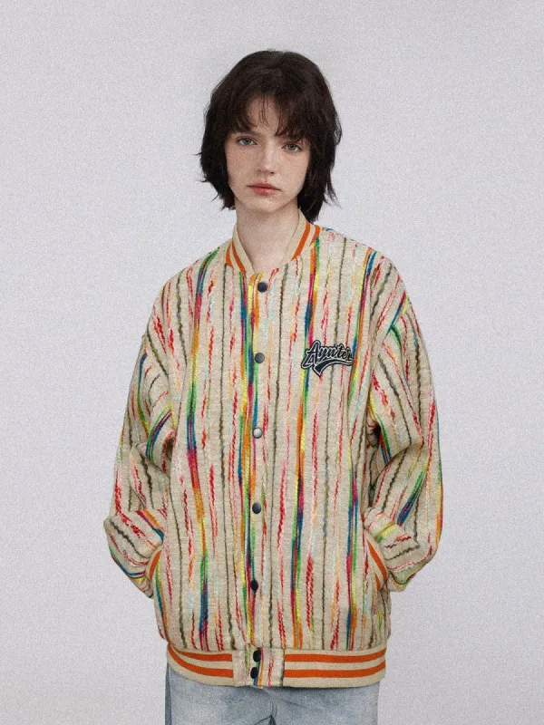 Aelfric Eden Color Stripes Embroidery Varsity Jacket sold by Aelfric Eden
