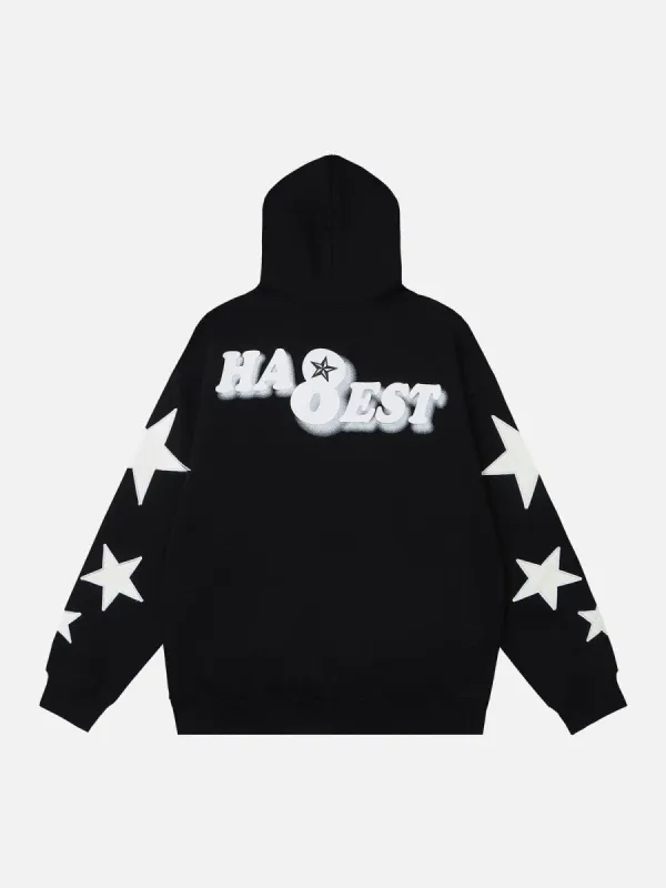 Aelfric Eden Vintage Alphabet Print Star Embroidery Hoodie sold by Aelfric Eden