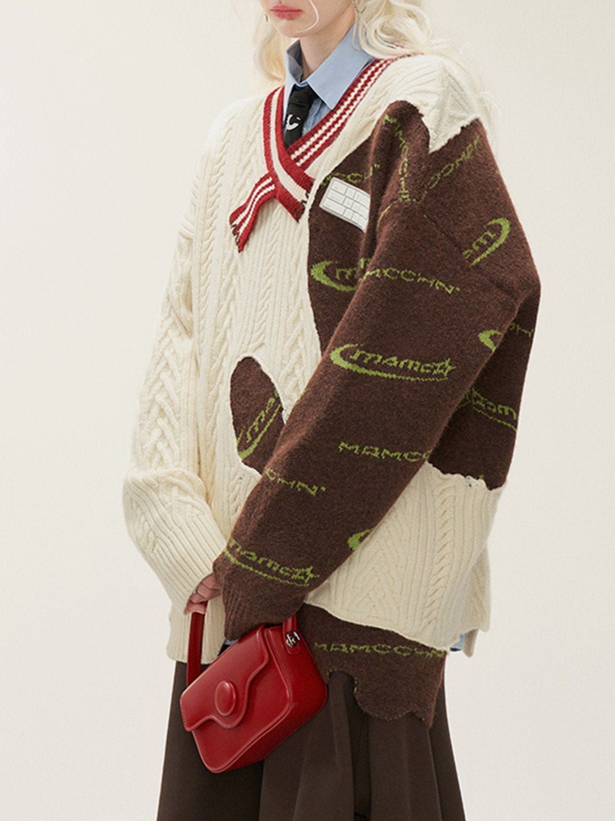 Aelfric Eden Irregular Patchwork Preppy Sweater sold by Aelfric Eden product image thumbnail 5