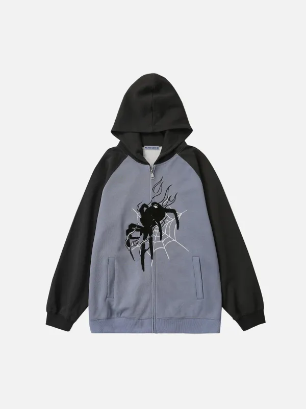 Aelfric Eden Embroidery Flame Spider Zip Up Hoodie made by Aelfric Eden