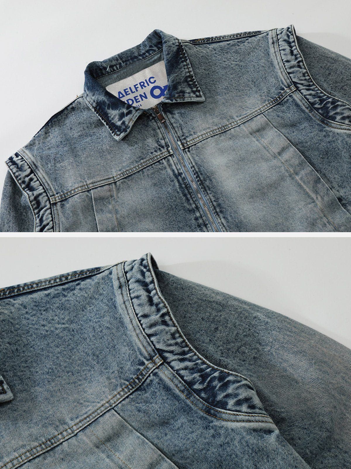 Aelfric Eden Washed Patchwork Denim Jacket sold by Aelfric Eden product image thumbnail 3