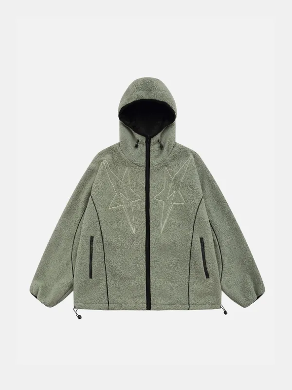Aelfric Eden Embroidery Star Hooded Sherpa Jacket sold by Aelfric Eden