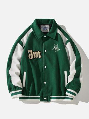 Aelfric Eden Embroidery Fold-Over Varsity Jacket sold by Aelfric Eden