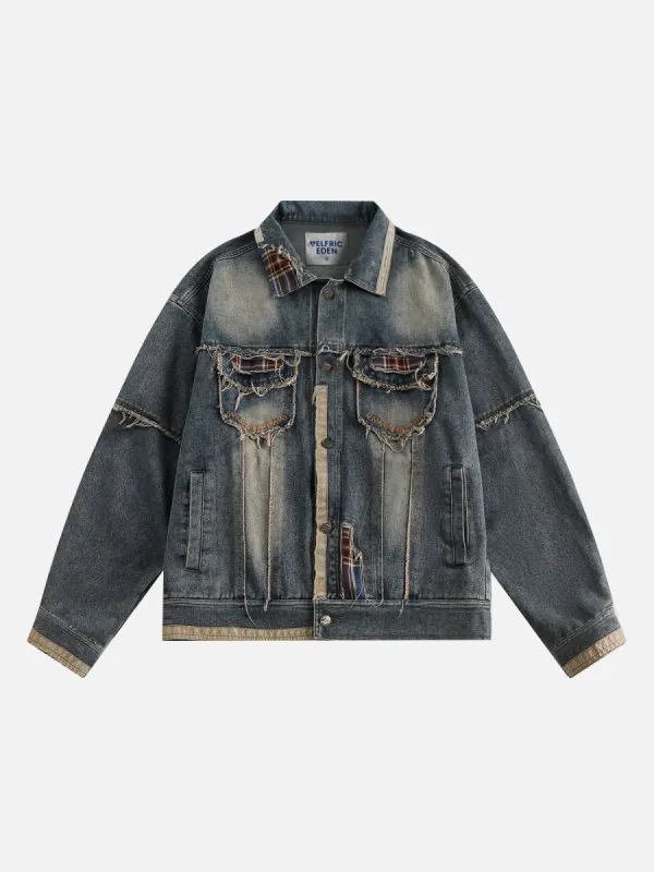 Aelfric Eden Plaid Patchwork Denim Jakcet sold by Aelfric Eden