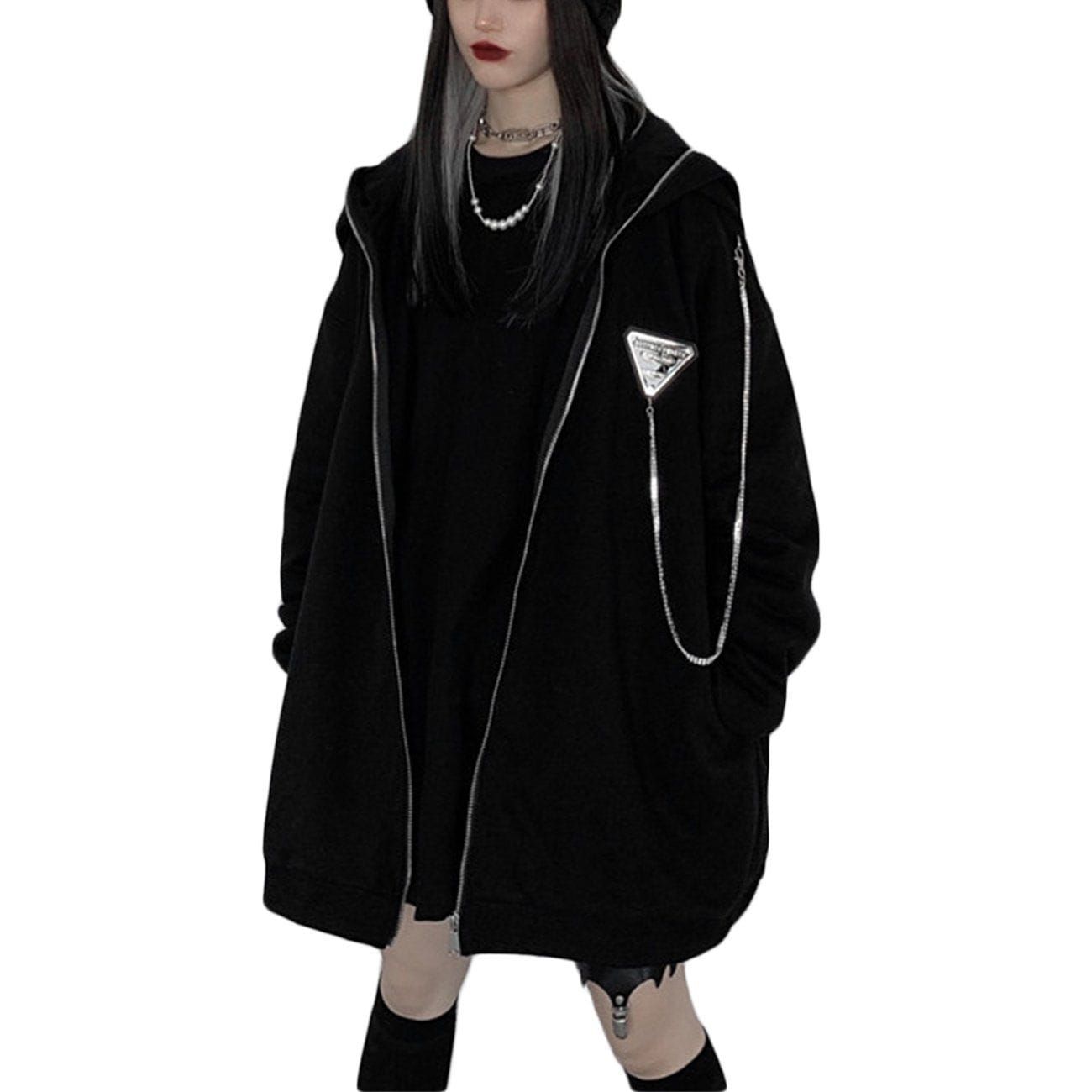 Aelfric Eden Dark Fold-eared Rabbit Chain Zip Up Hoodie sold by Aelfric Eden product image thumbnail 2