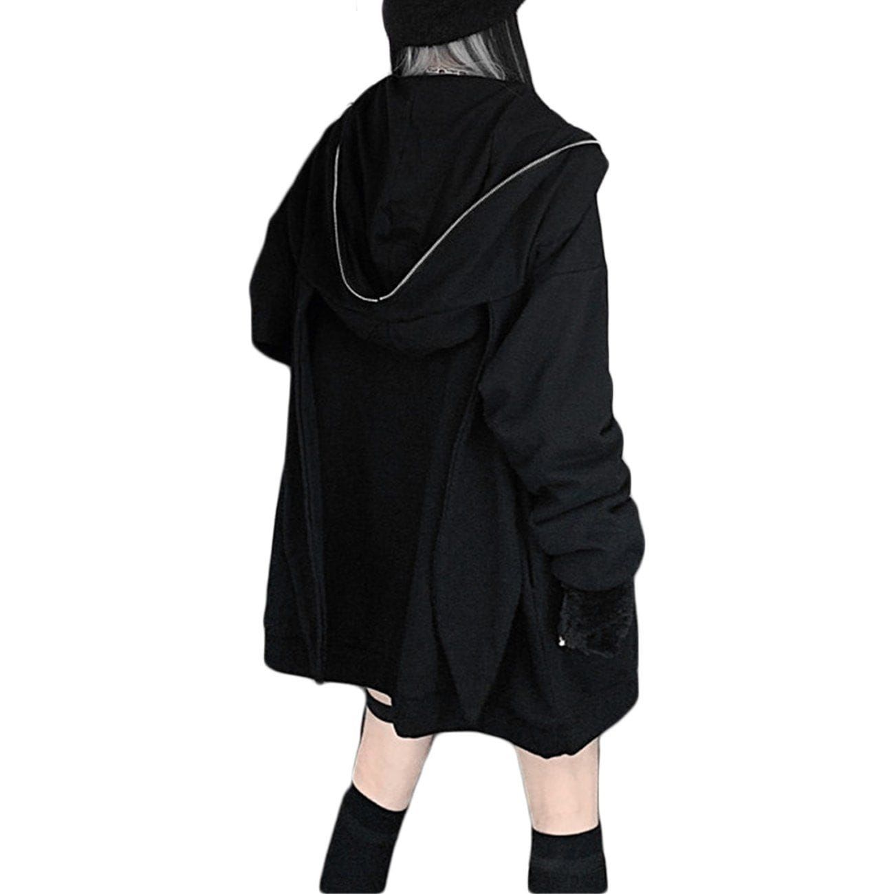 Aelfric Eden Dark Fold-eared Rabbit Chain Zip Up Hoodie sold by Aelfric Eden product image thumbnail 3