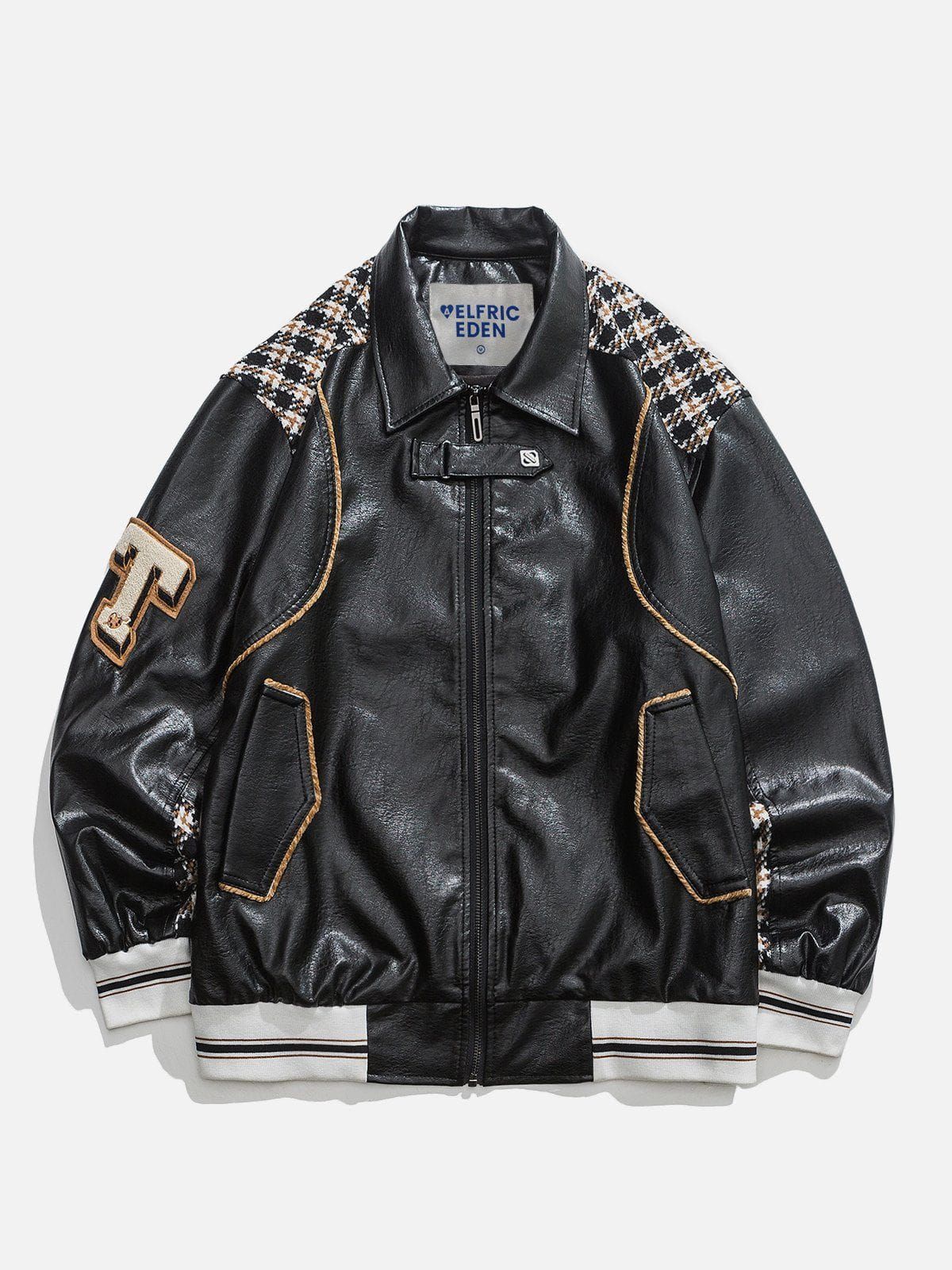 Aelfric Eden Plaid Patchwork Faux Leather Jacket sold by Aelfric Eden