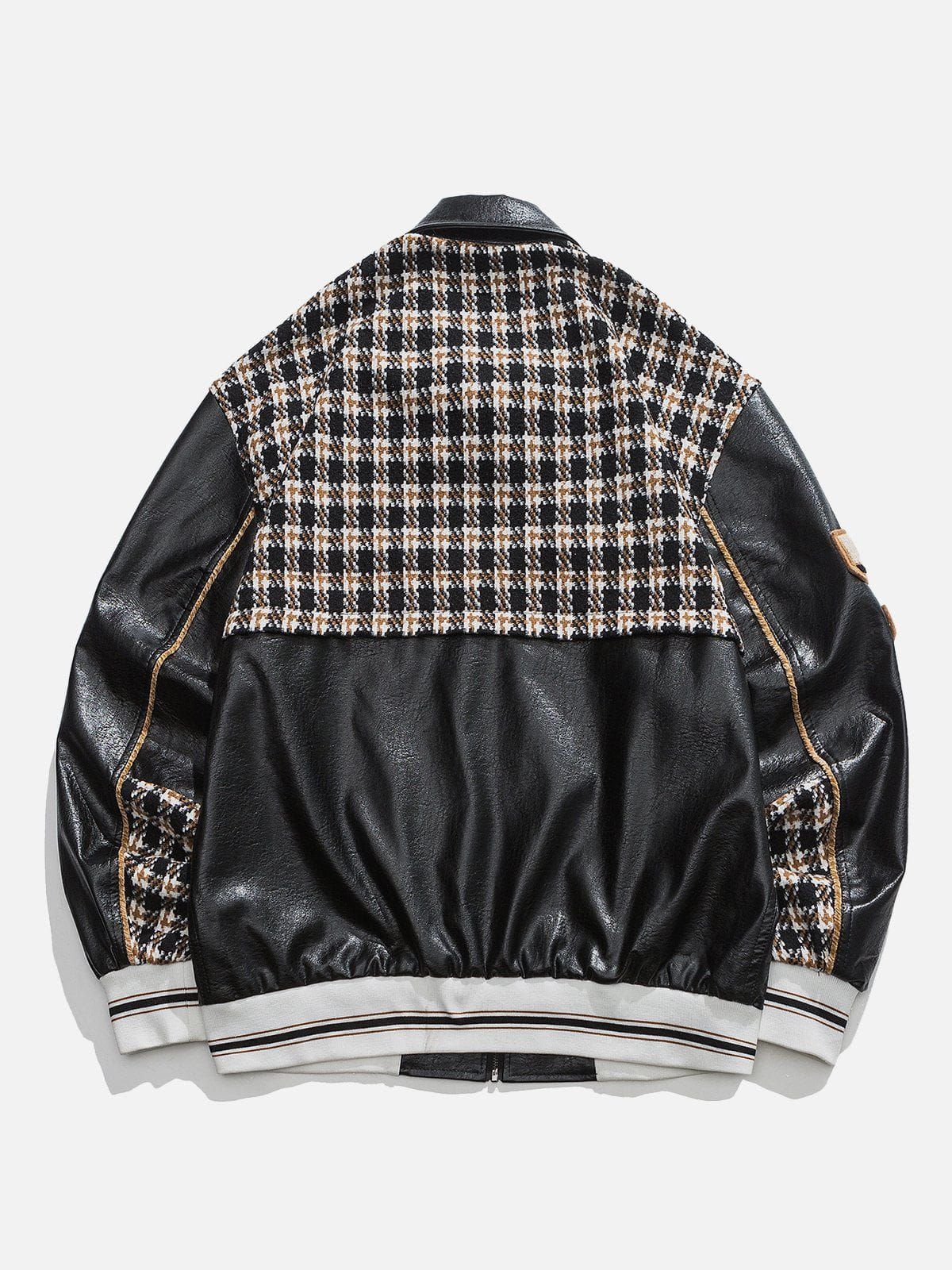 Aelfric Eden Plaid Patchwork Faux Leather Jacket sold by Aelfric Eden product image thumbnail 4