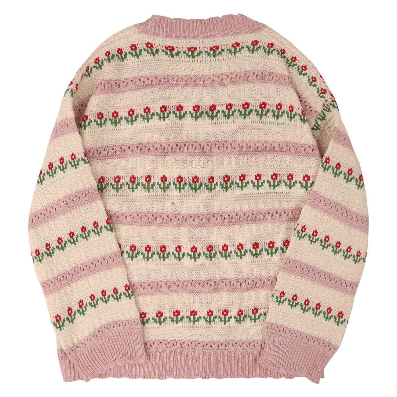 Aelfric Eden Striped Flowers Embroidery Hollow Out Cardigan Knit Sweater sold by Aelfric Eden product image thumbnail 4