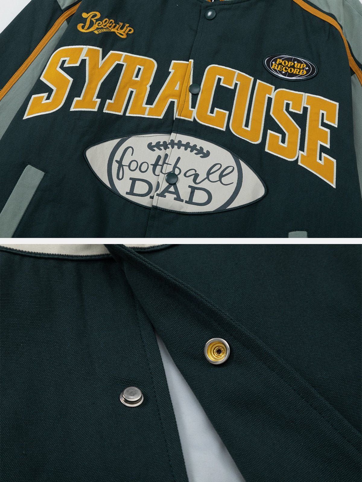 Aelfric Eden Stripe Patchwork Embroidery Varsity Jacket sold by Aelfric Eden product image thumbnail 3