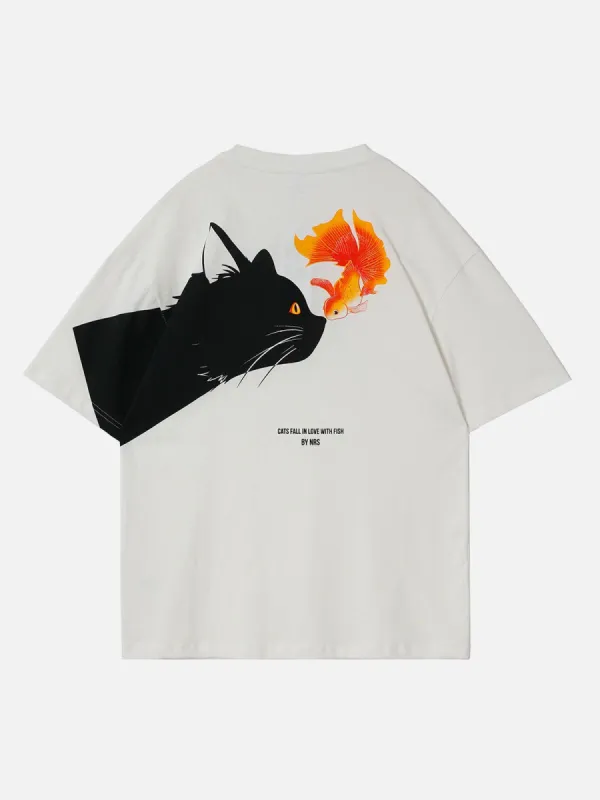 【Aelfric Eden】カンパニュラ キャット グラフィティ Tシャツ Aelfric Eden Campanula Cat Graffiti Graphic Tee | Parallel