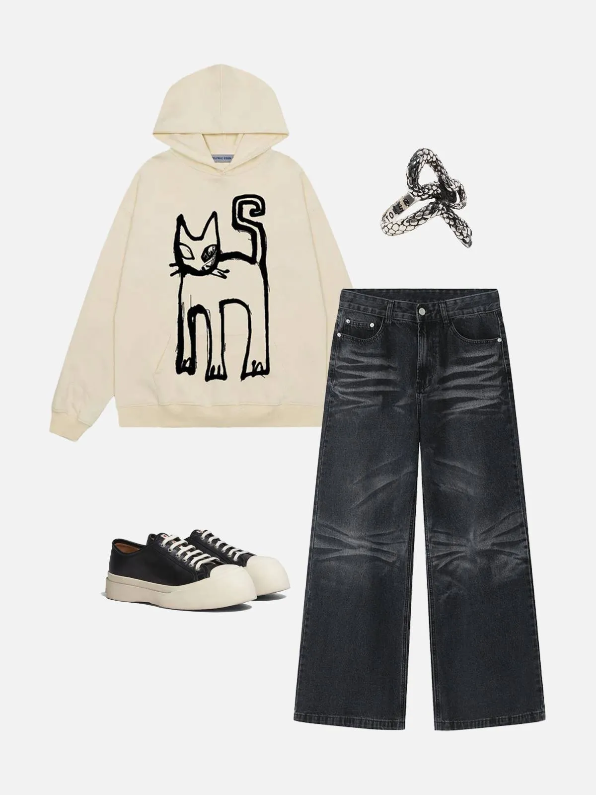 Aelfric Eden Cute Cat Print Hoodie sold by Aelfric Eden product image thumbnail 2