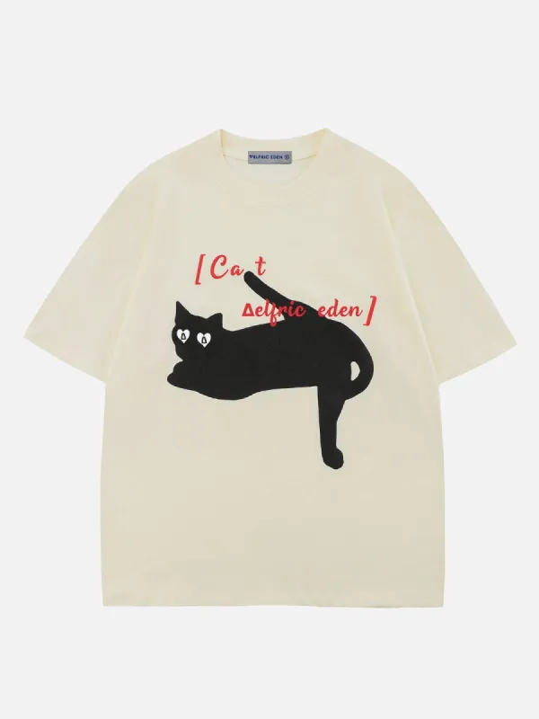 Aelfric Eden Black Cat Print Tee sold by Aelfric Eden