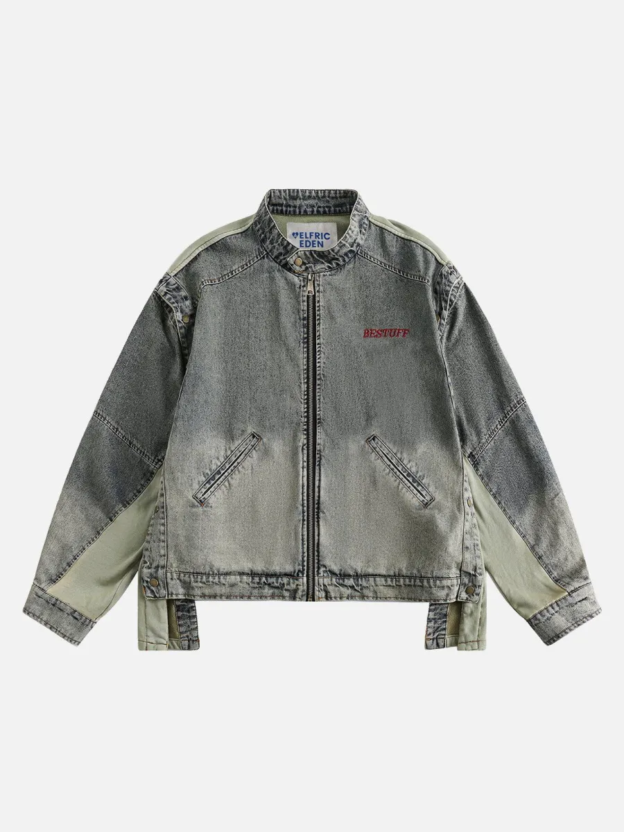 Aelfric Eden Detachable Sleeves Patchwork Denim Jacket