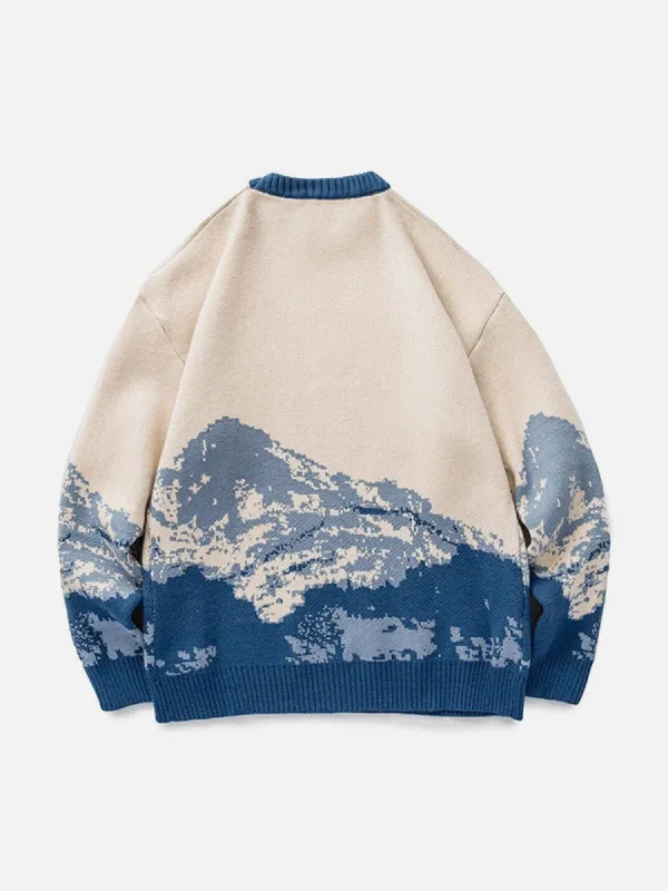 US Only]Aelfric Eden Snow Mountain Gradient Knit Sweater Parallel