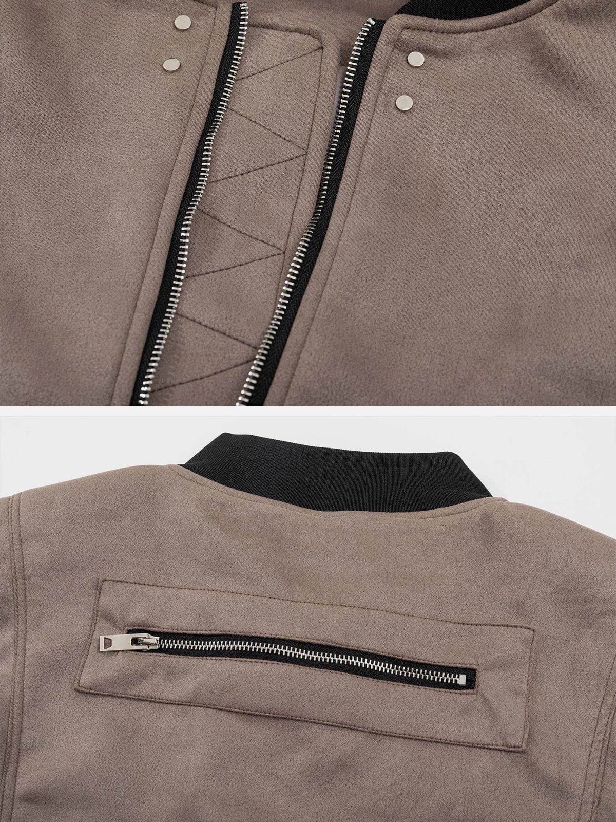 Multi-Zip Suede Bomber Jacket sold by Aelfric Eden product image thumbnail 5