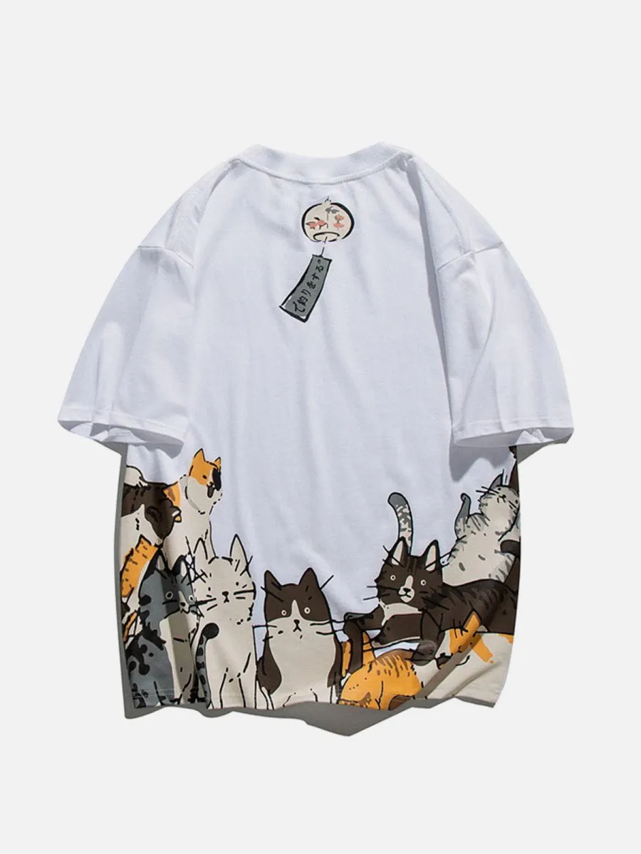 【Aelfric Eden】カンパニュラ キャット グラフィティ Tシャツ Aelfric Eden Campanula Cat Graffiti Graphic Tee | Parallel