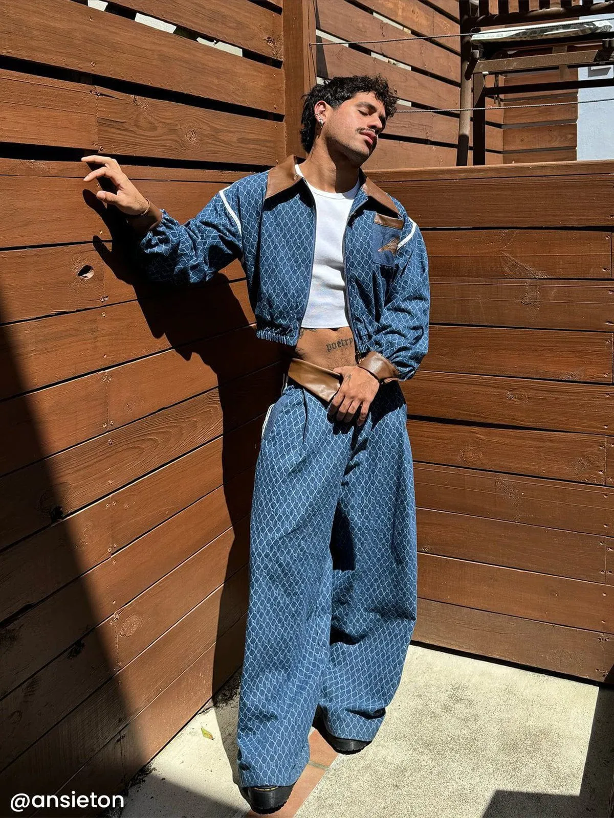 Aelfric Eden Vintage Denim Jacquard Cropped Jacket sold by Aelfric Eden product image thumbnail 4