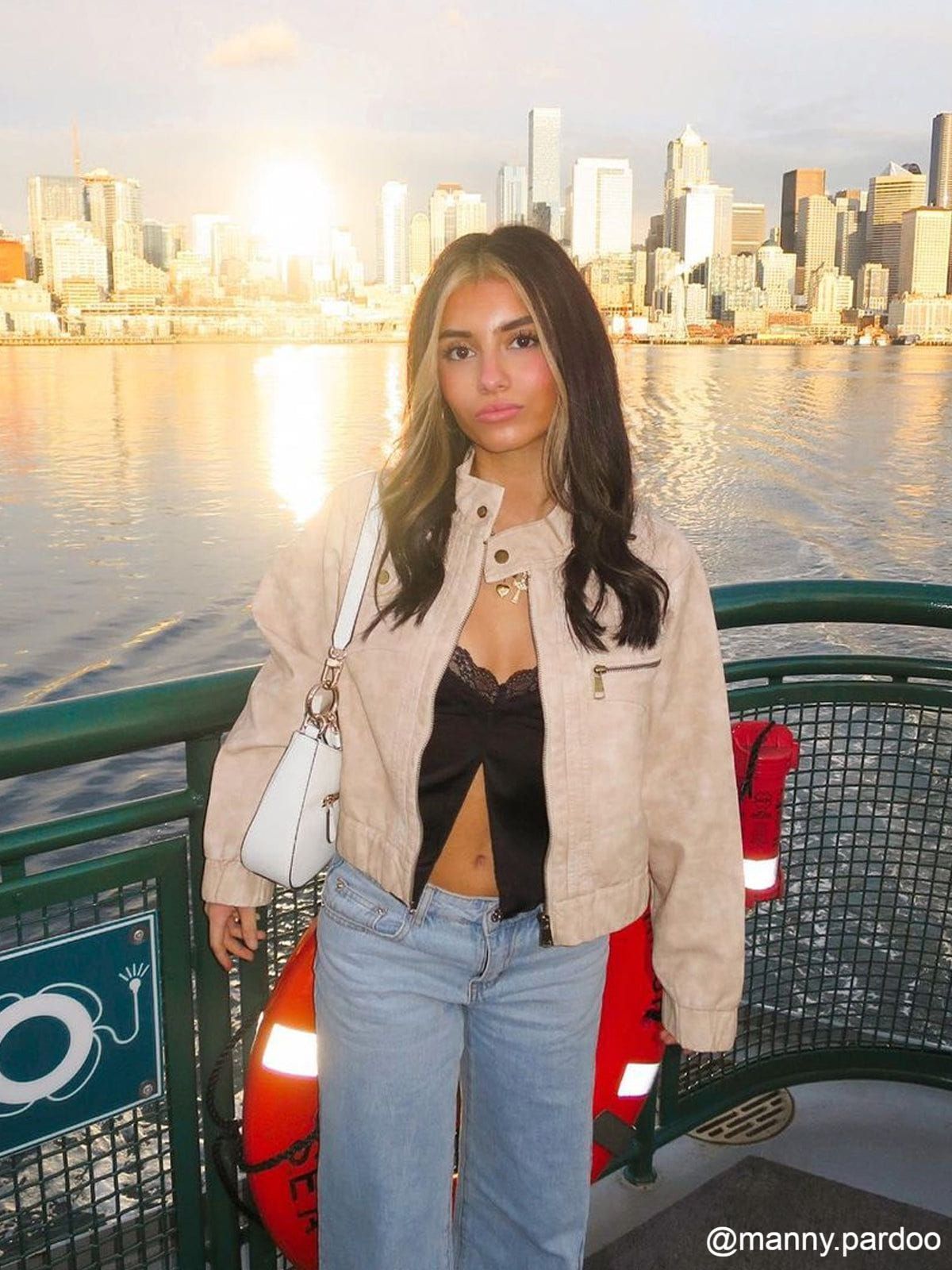 Washed Faux Leather Racing Jacket sold by Aelfric Eden product image thumbnail 4