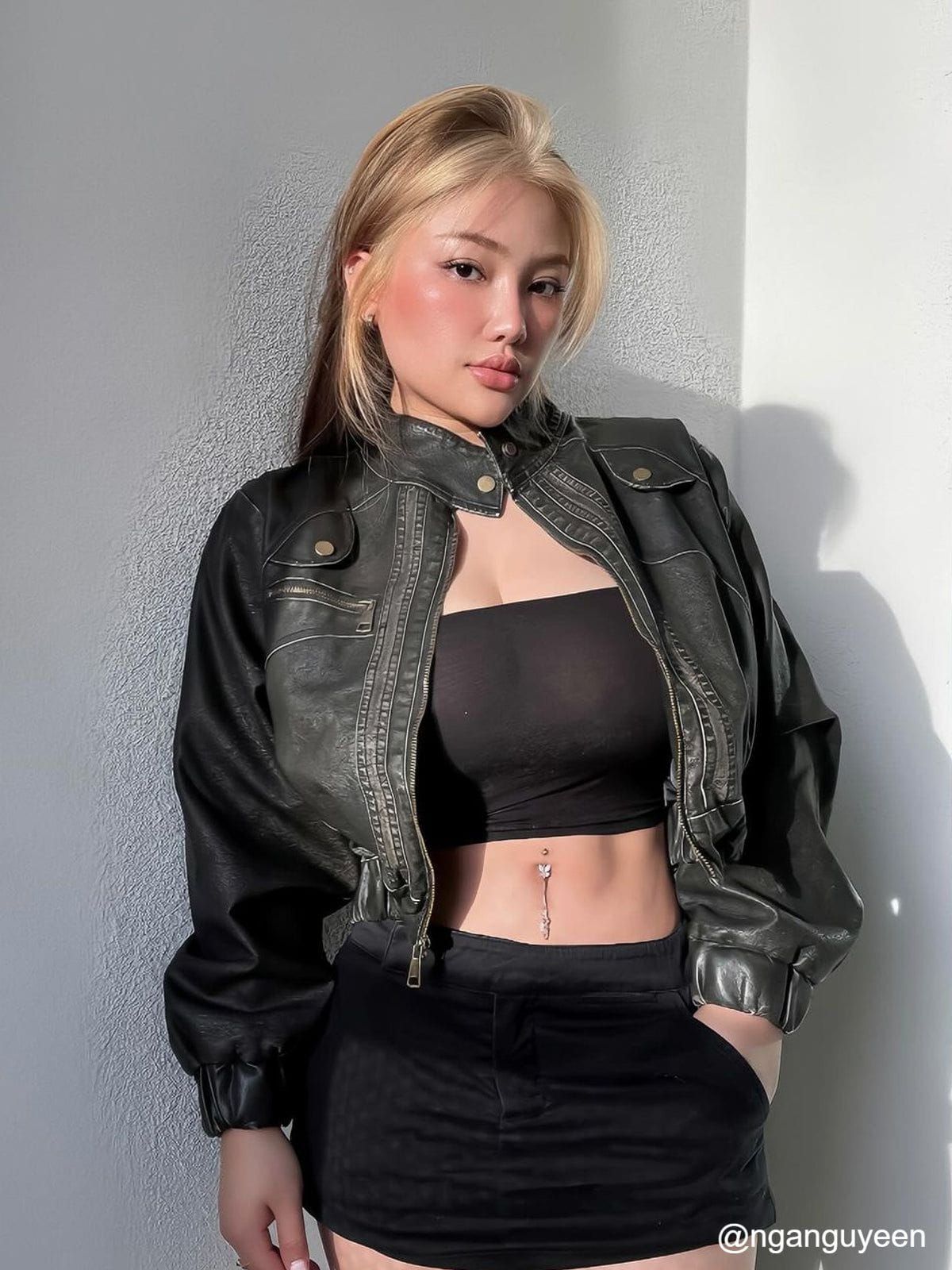 Washed Faux Leather Racing Jacket sold by Aelfric Eden product image thumbnail 2