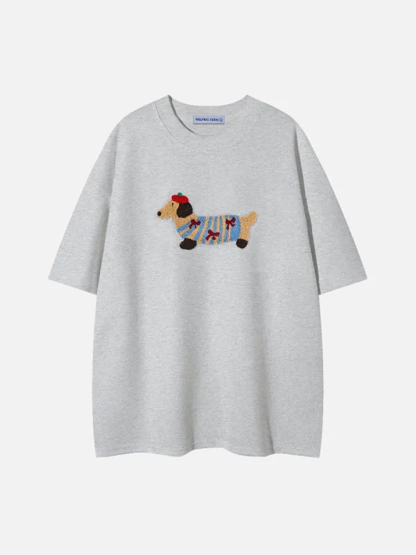 Aelfric Eden Cartoon Dog Embroidery Tee sold by Aelfric Eden