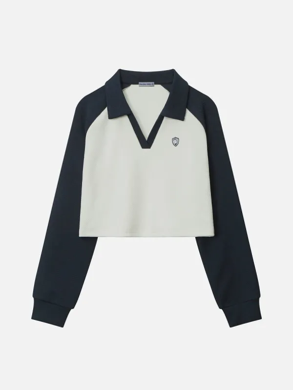 Color Blocking V-Neck Sweatshirt sold by Aelfric Eden