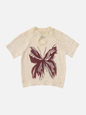 Irregular Butterfly Graphic Knit Tee sold by Aelfric Eden