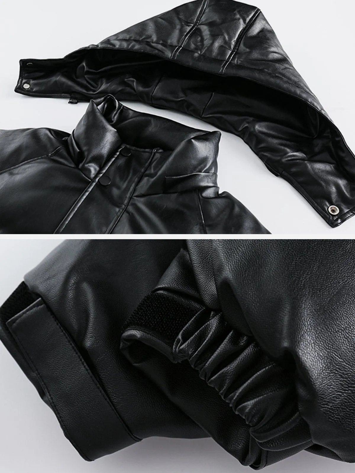 Aelfric Eden Detachable Hood Faux Leather Puffer Jacket sold by Aelfric Eden product image thumbnail 4