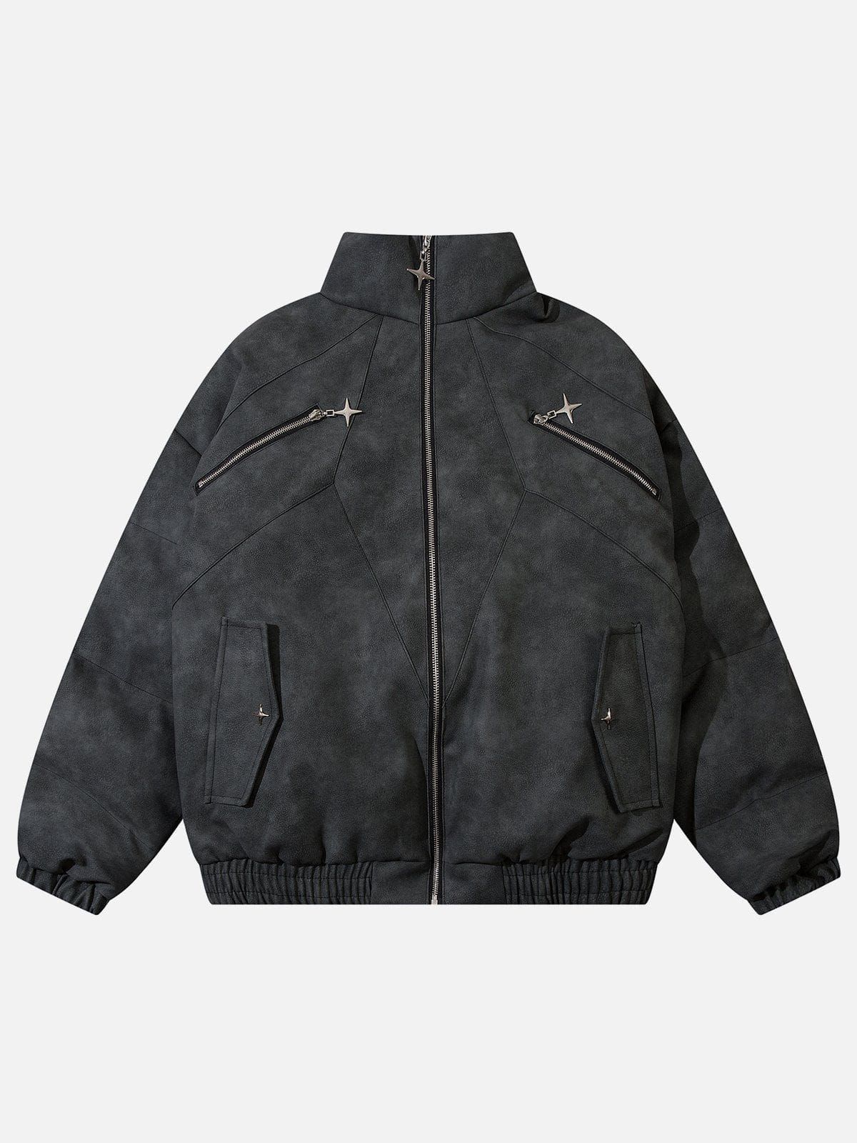 Aelfric Eden ZIP UP Multi-pocket Leather Winter Coat sold by Aelfric Eden