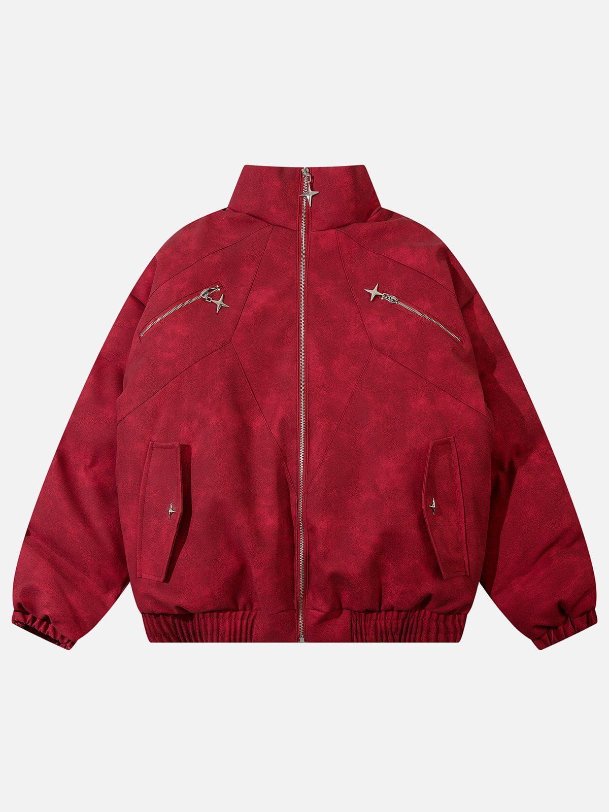 Aelfric Eden ZIP UP Multi-pocket Leather Winter Coat sold by Aelfric Eden product image thumbnail 2