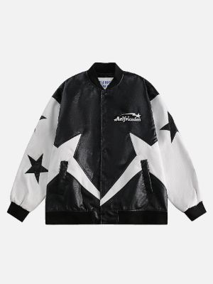 Aelfric Eden Embroidery Star Faux Leather Jacket sold by Aelfric Eden