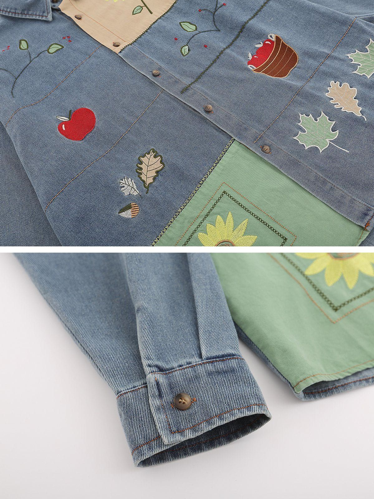 Aelfric Eden Embroidery Patchwork Long Sleeve Shirt sold by Aelfric Eden product image thumbnail 3