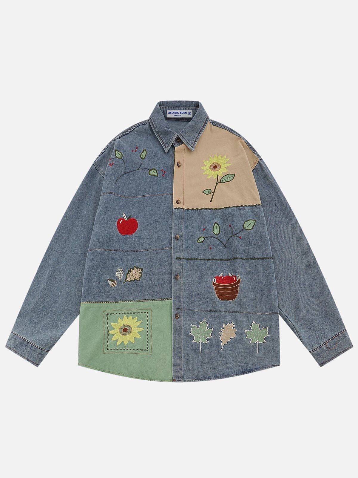 Aelfric Eden Embroidery Patchwork Long Sleeve Shirt sold by Aelfric Eden