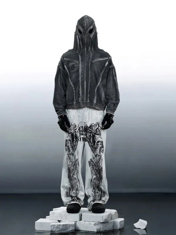 Eye Of Moon Cut-Out Eye Hooded Jacket sold by Aelfric Eden