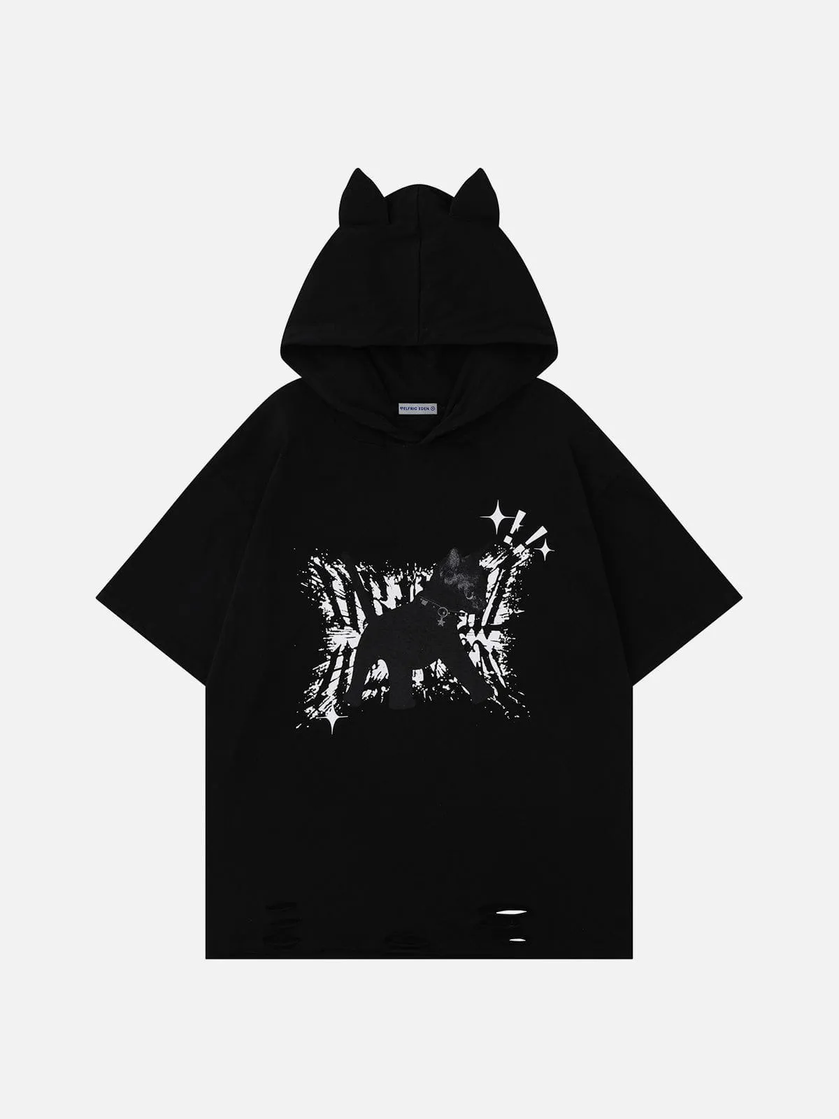 Aelfric Eden Cat Print Distressed Tee sold by Aelfric Eden product image thumbnail 2