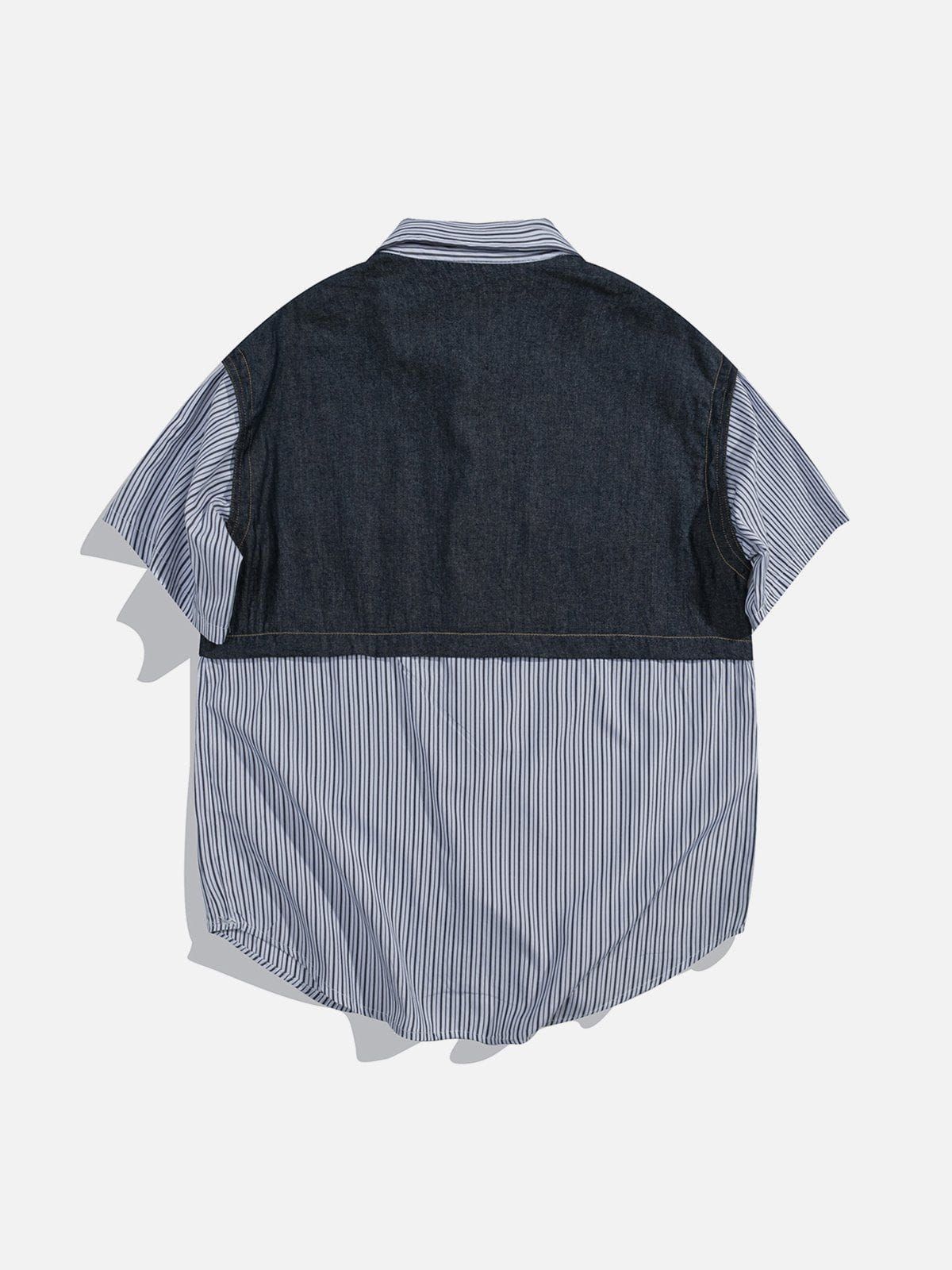 Aelfric Eden Denim Patchwork Short Sleeve Shirts sold by Aelfric Eden product image thumbnail 2