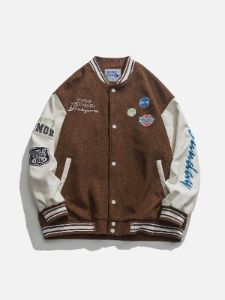 Aelfric Eden Embroidered Flocked Varsity Jacket sold by Aelfric Eden