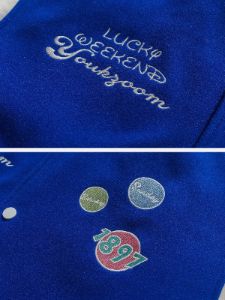 Aelfric Eden Embroidered Flocked Varsity Jacket sold by Aelfric Eden