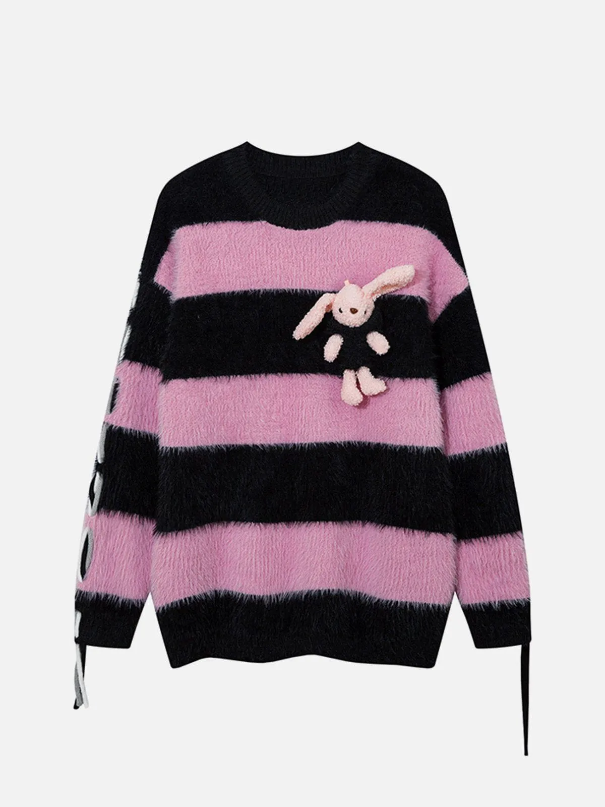 Aelfric Eden Cute Rabbit Stripe Drawstring Mohair Sweater sold by Aelfric Eden product image thumbnail 5
