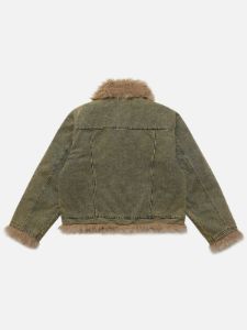 Vintage Patchwork Faux Fur Washed Denim Jacket sold by Aelfric Eden