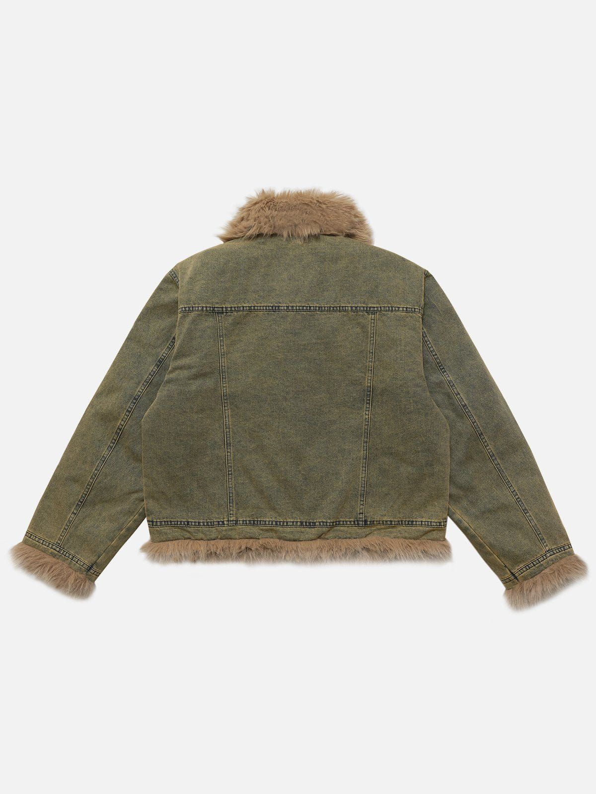 Vintage Patchwork Faux Fur Washed Denim Jacket sold by Aelfric Eden product image thumbnail 3